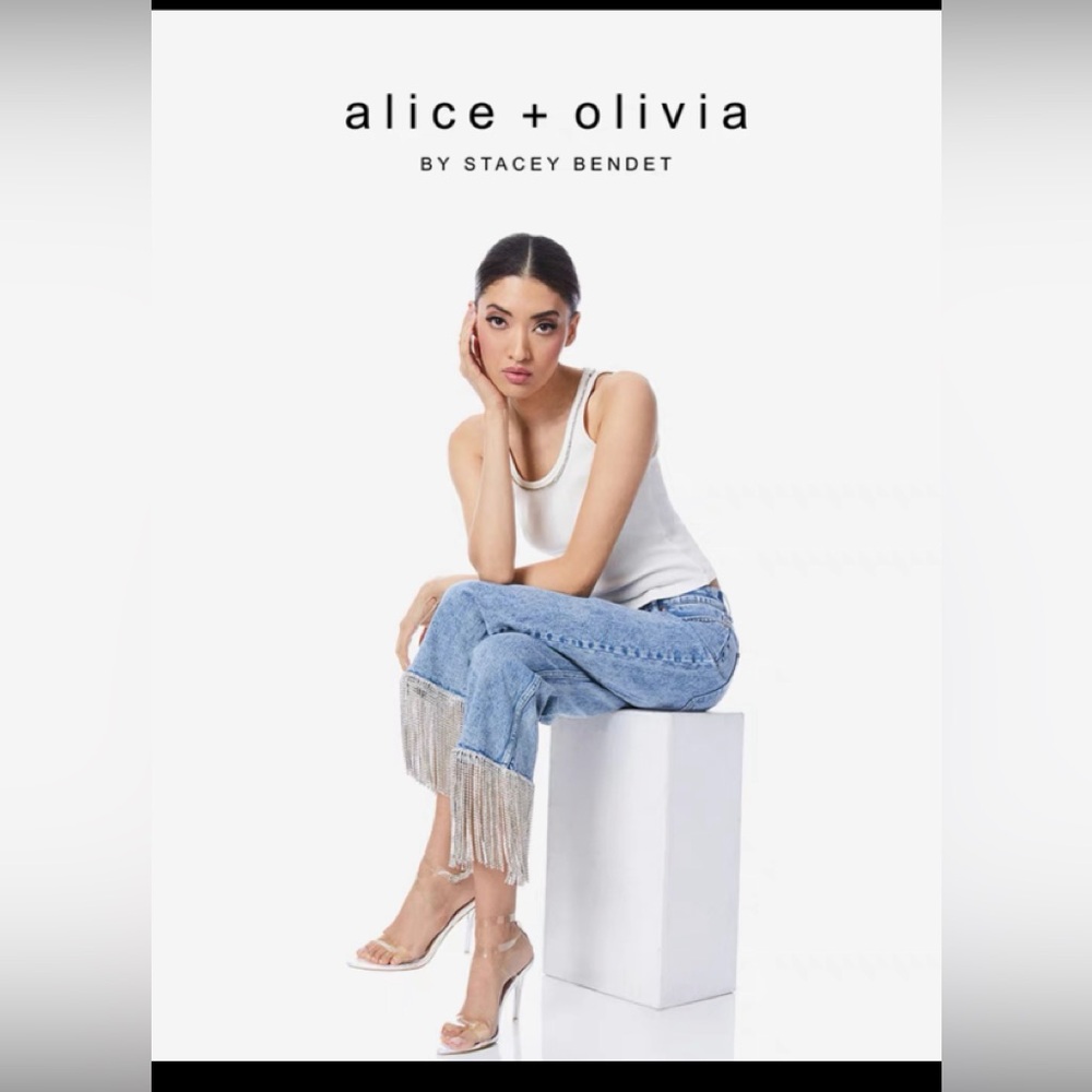 Alice Olivia crystal denim
